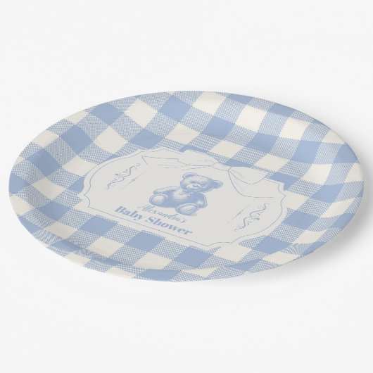 ボウジンガムフランスのテディベア赤ちゃんシャワー ペーパープレート (アングル)