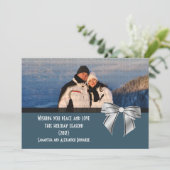 ボウスタイリッシュホリデーフォトフラットカードダークブルー シーズンカード (スタンド正面)