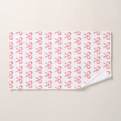 ボウストライプピンクパターン ハンドタオル (ハンドタオル)