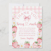 ボウストロベリーベリーファースト誕生日サンキューカード サンキューカード (正面)