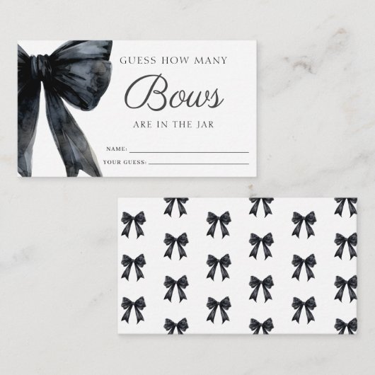 ボウズの数を推測するブラックブライダルシャワーゲーム エンクロージャーカード (正面/裏面)