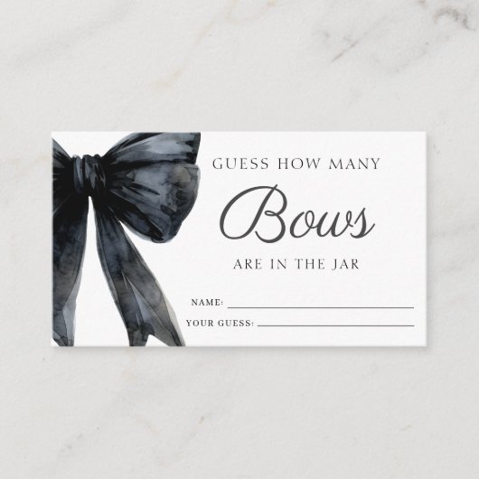 ボウズの数を推測するブラックブライダルシャワーゲーム エンクロージャーカード (正面)