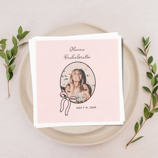 ボウズ&バベスピンクボウコケットバチェロレッテ スタンダードカクテルナプキン