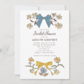 ボウズ&フラムズブルーイエローコケットブライダルシャワー 招待状 (正面)