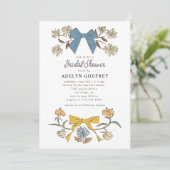 ボウズ&フラムズブルーイエローコケットブライダルシャワー 招待状 (スタンド正面)