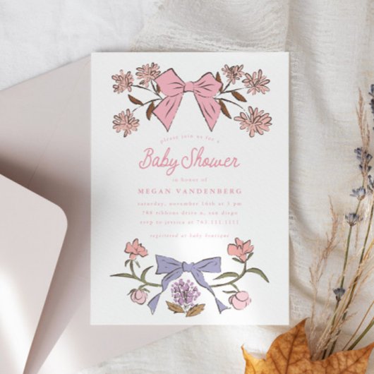ボウズ&フラワーガールベビーシャワー招待状 招待状