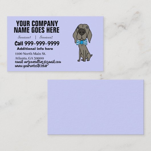 ボウタおもしろいイを着たワイマラナー犬 名刺 (正面/裏面)