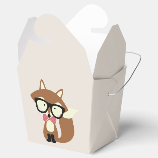 ボウタイとグラスヒップスターブラウンキツネ パーソナライズされた フェイバーボックス (オープン)