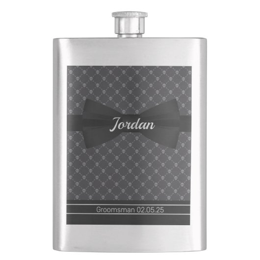 ボウタイとスカルモノグラムのフラスコ フラスク (正面)