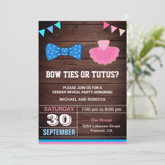 ボウタイまたはタトゥスジェンダーの表示パーティー 招待状 (スタンド正面)