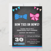 ボウタイまたはボウズ性別の表示パーティー 招待状 (正面)