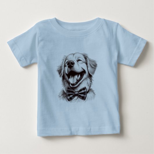 ボウタイを笑わせる犬 ベビーTシャツ (正面)