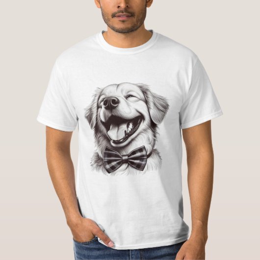 ボウタイを笑わせる犬 Tシャツ (正面)