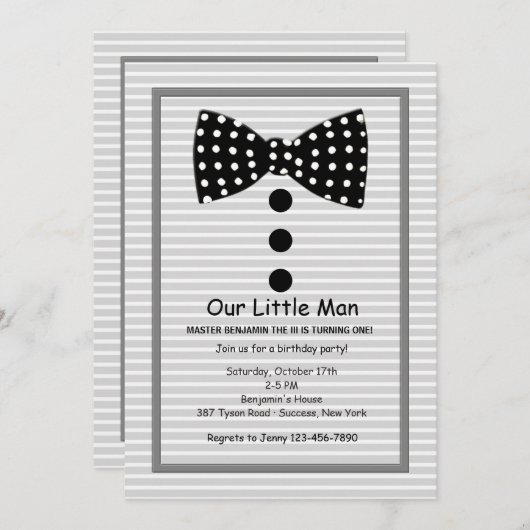 ボウタイアイデンティティグレイ招待状 招待状 (正面/裏面)