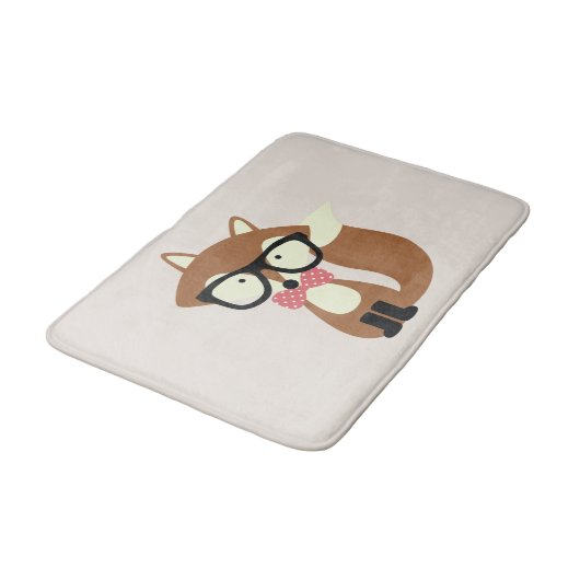 ボウタイアンドグラスヒップスターブラウンキツネ バスマット (アングル)