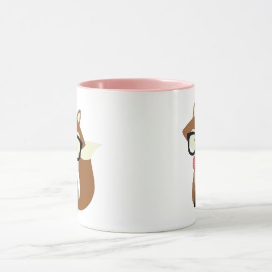 ボウタイアンドグラスヒップスターブラウンキツネ マグカップ (中央)