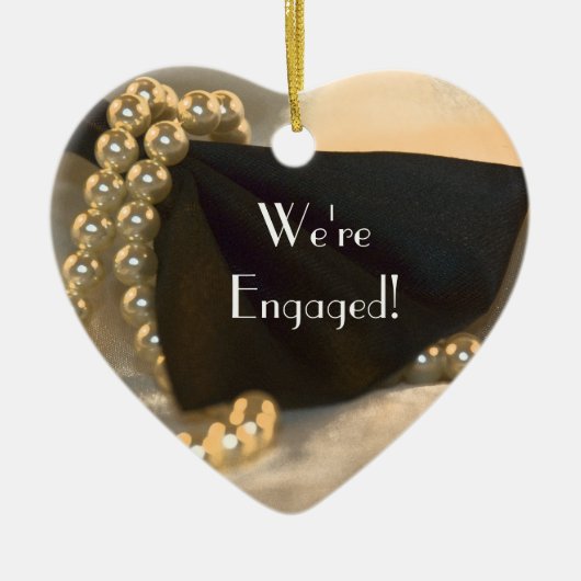 ボウタイアンドホワイトパール婚約 セラミックオーナメント (正面)