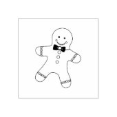 ボウタイアートスタンプを持つかわいいギンガーブレッド少年 ラバースタンプ (インプリント)