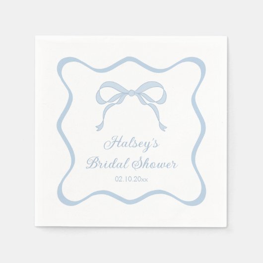 ボウタイイングザノット何か青いブライダルシャワー スタンダードカクテルナプキン (正面)
