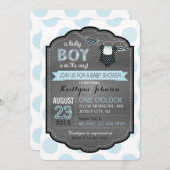 ボウタイオムツとブーティベビーシャワー招待状 招待状 (正面/裏面)