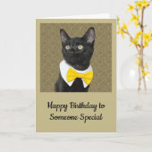 ボウタイカードの黒猫 カード (黄色い花)