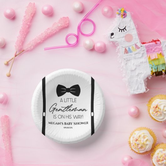 ボウタイサスペンダーリトルジェントベビーシャワー ペーパーボウル (パーティー)
