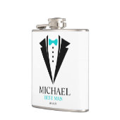 ボウタイタキシード「花婿介添人パーソナライズされた」 フラスク (左)