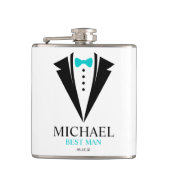 ボウタイタキシード「花婿介添人パーソナライズされた」 フラスク (正面)