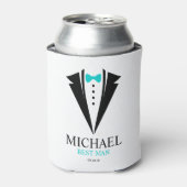 ボウタイタキシード「花婿介添人パーソナライズされた」 缶クーラー (缶正面)