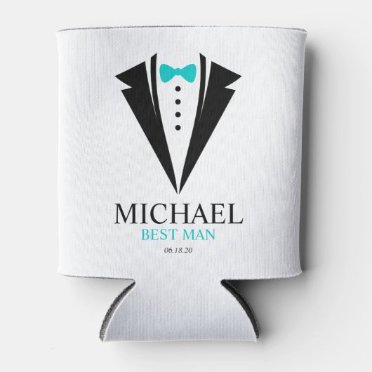 ボウタイタキシード「花婿介添人パーソナライズされた」 缶クーラー (正面)
