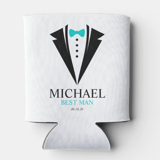 ボウタイタキシード「花婿介添人パーソナライズされた」 缶クーラー (裏面)
