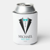 ボウタイタキシード「花婿介添人パーソナライズされた」 缶クーラー (缶裏面)