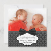 ボウタイツイン男の赤ちゃん写真誕生のお知らせ 案内状 (正面)