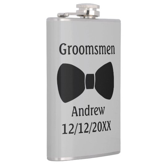 ボウタイパーソナライズされたブラックグレイグローモンズギフト フラスク (右)