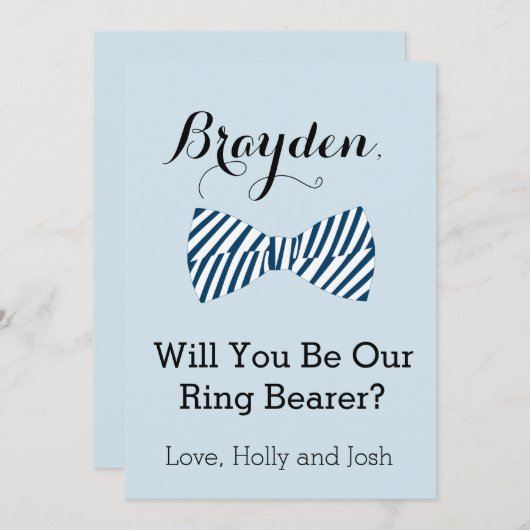 ボウタイパーソナライズされたリングや輪ベアラ提案カード 招待状 (正面/裏面)