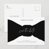 ボウタイブラックアンドホワイトセーブ・ザ・デート案内 案内ポストカード (正面/裏面)