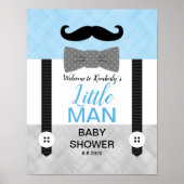 ボウタイブルーグレー男の赤ちゃんシャワー歓迎サイン ポスター (正面)