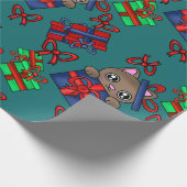 ボウタイプレゼント付き可愛らしい猫ネコ ラッピングペーパー (角)