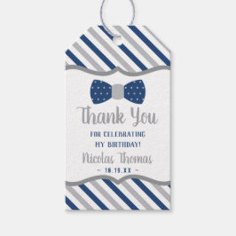 ボウタイメッセージカードブルーとグレー、リトルマン ギフトタグ