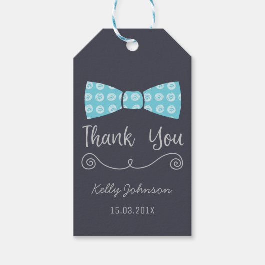 ボウタイリトルマンベビーシャワーメッセージカード ギフトタグ (正面)