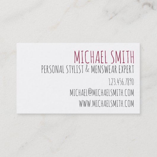 ボウタイワードローブPersonal Stylistメンズウェアファッション 名刺 (裏面)