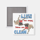 ボウタイ付きパグ愛犬家食洗機磁石 マグネット (正面/裏面)