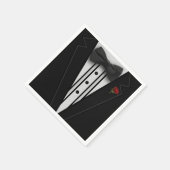 ボウタイ付きブラックタキシード スタンダードカクテルナプキン (角)