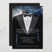 ボウタイ付きブラックタキシード 招待状 (正面/裏面)