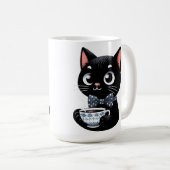 ボウタイ付き黒猫 コーヒーマグカップ (正面右)