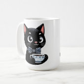 ボウタイ付き黒猫 コーヒーマグカップ (正面左)