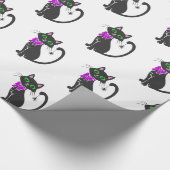 ボウタイ付き黒猫 – 背景色を選択 ラッピングペーパー (角)