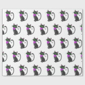 ボウタイ付き黒猫 – 背景色を選択 ラッピングペーパー (フラット)