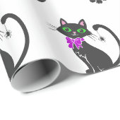 ボウタイ付き黒猫 – 背景色を選択 ラッピングペーパー (ロールコーナー)