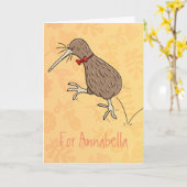 ボウタイ漫画付きハッピージャンプキウイデザイン カード (黄色い花)